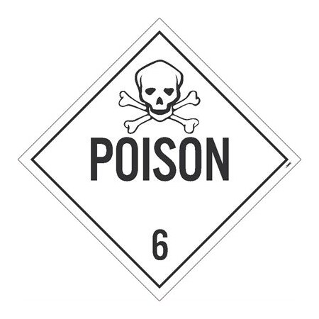 Nmc Poison 6 Dot Placard Sign, Pk50, Material: Unrippable Vinyl DL8UV50